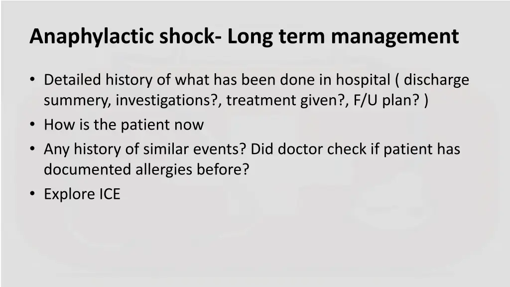 anaphylactic shock long term management