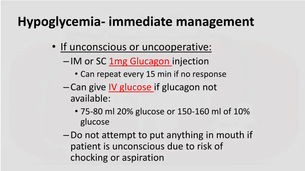 hypoglycemia immediate management 1