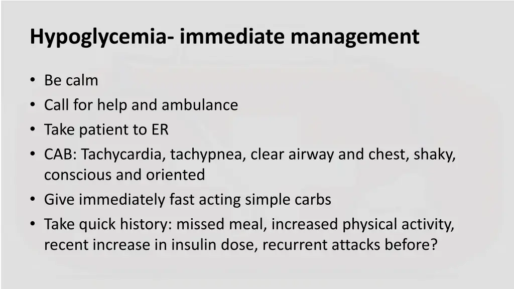 hypoglycemia immediate management