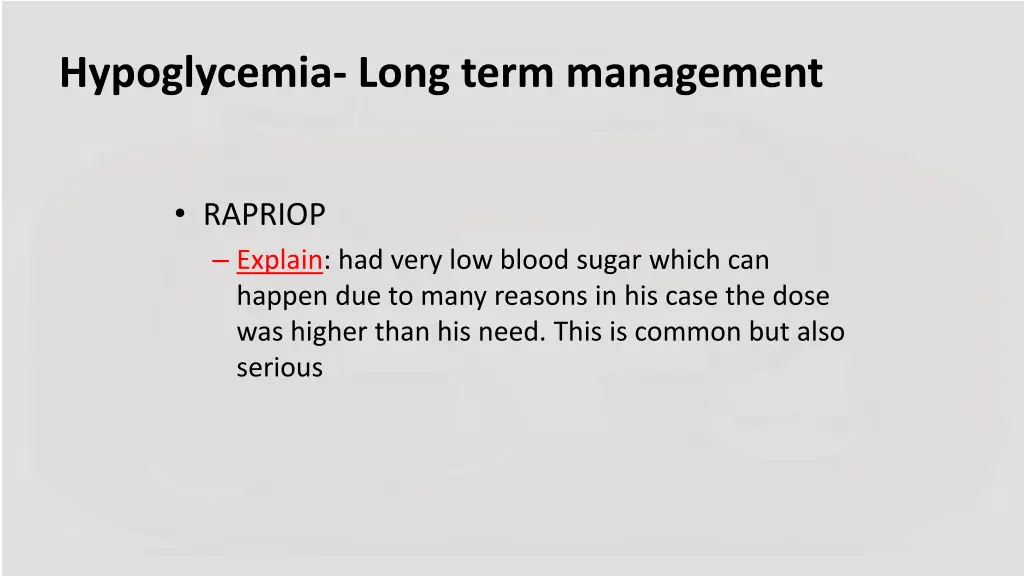 hypoglycemia long term management 1