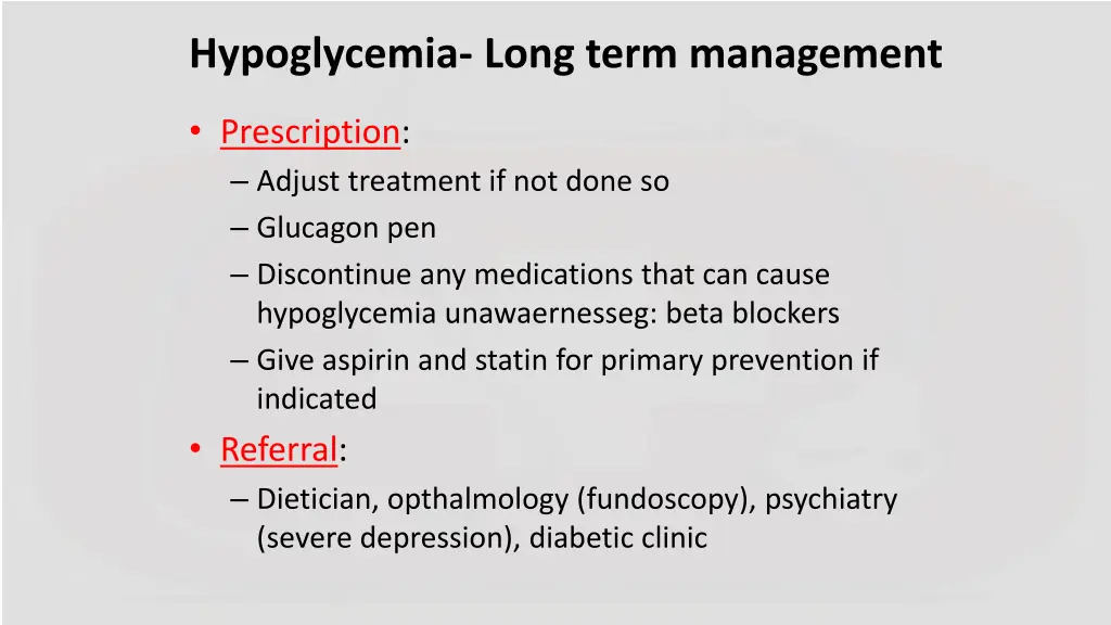 hypoglycemia long term management 2