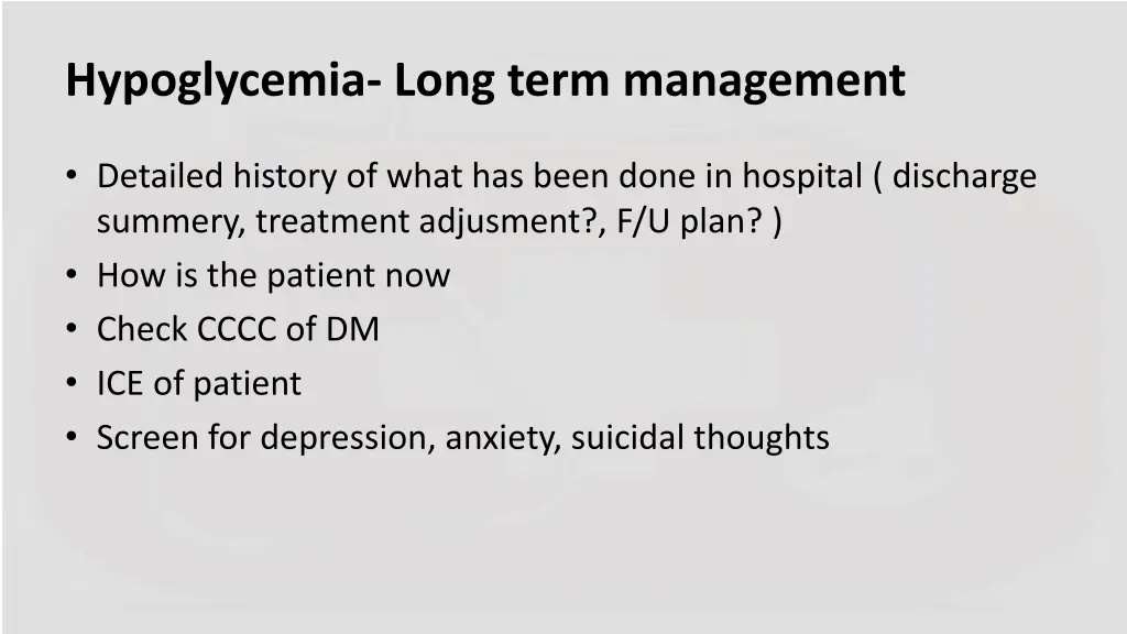 hypoglycemia long term management