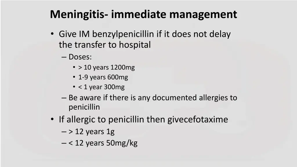 meningitis immediate management 1