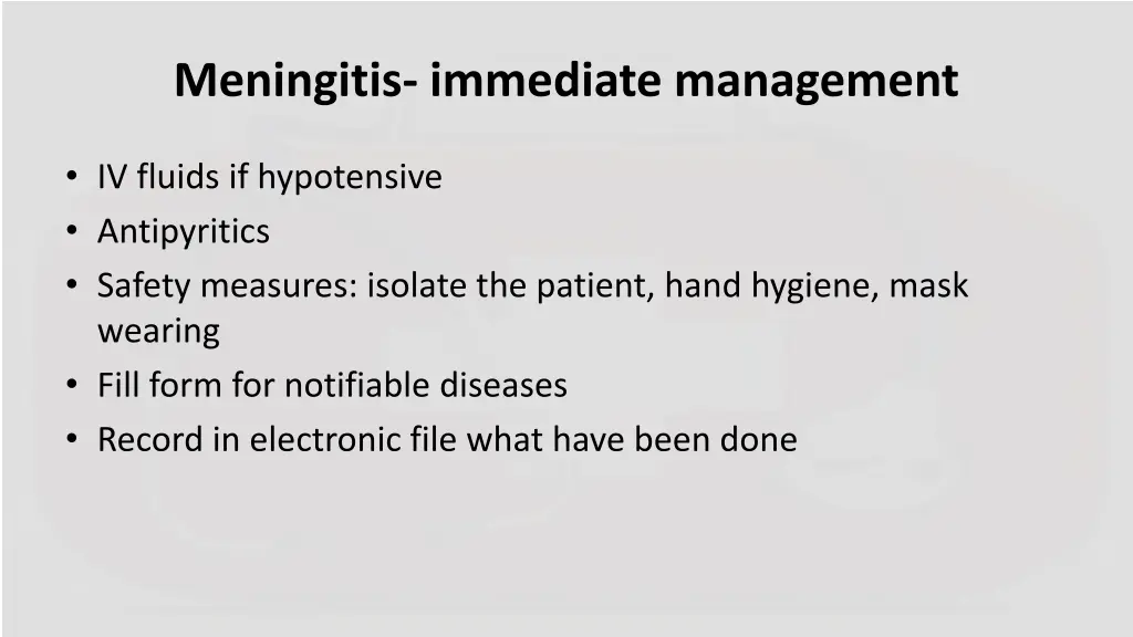 meningitis immediate management 2