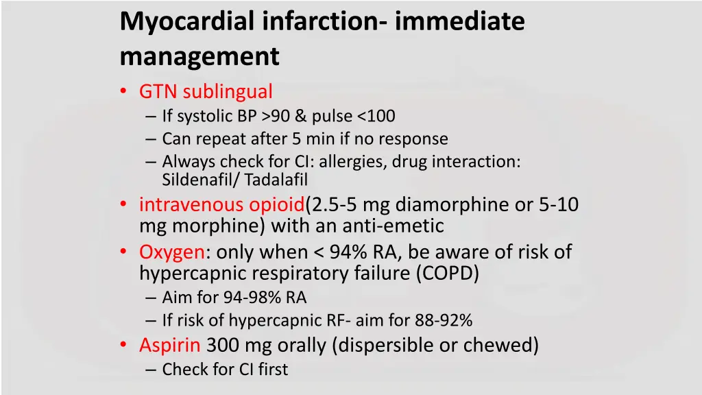 myocardial infarction immediate management 2