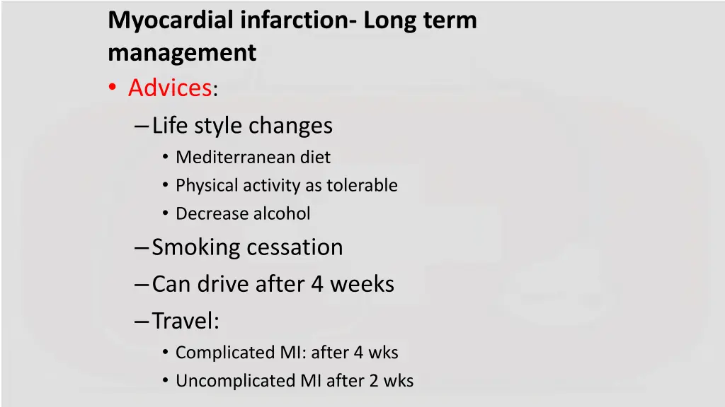 myocardial infarction long term management 2