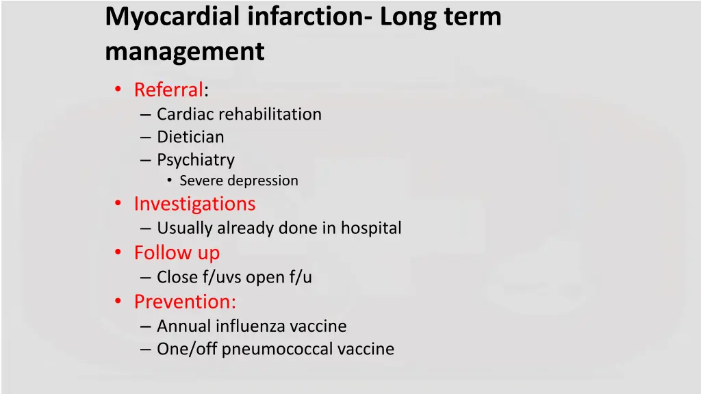 myocardial infarction long term management 6