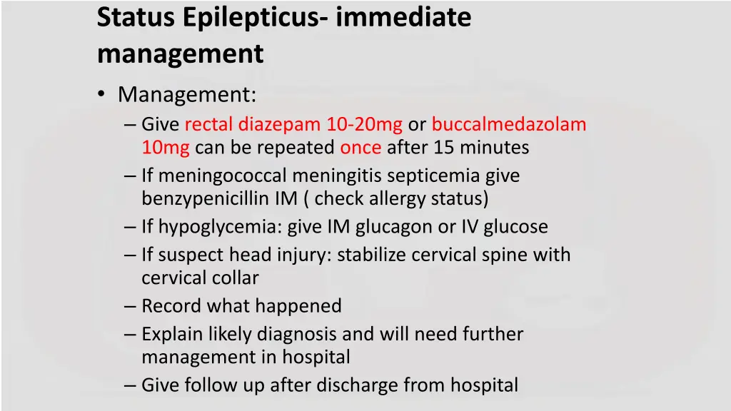 status epilepticus immediate management 1