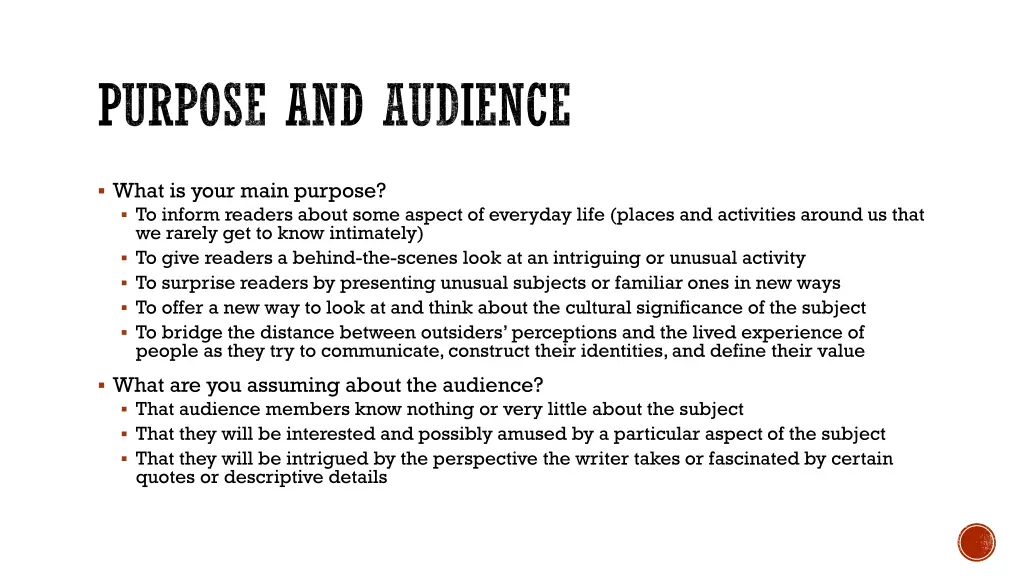 purpose and audience