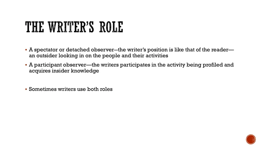 the writer s role