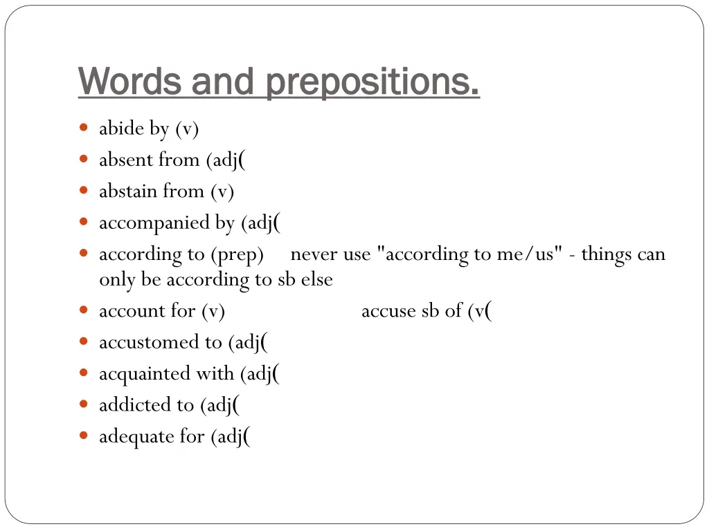 words and prepositions words and prepositions