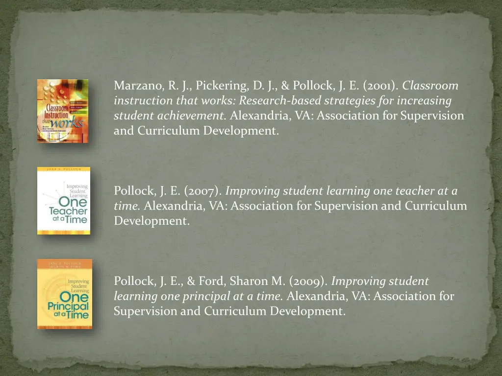 marzano r j pickering d j pollock j e 2001