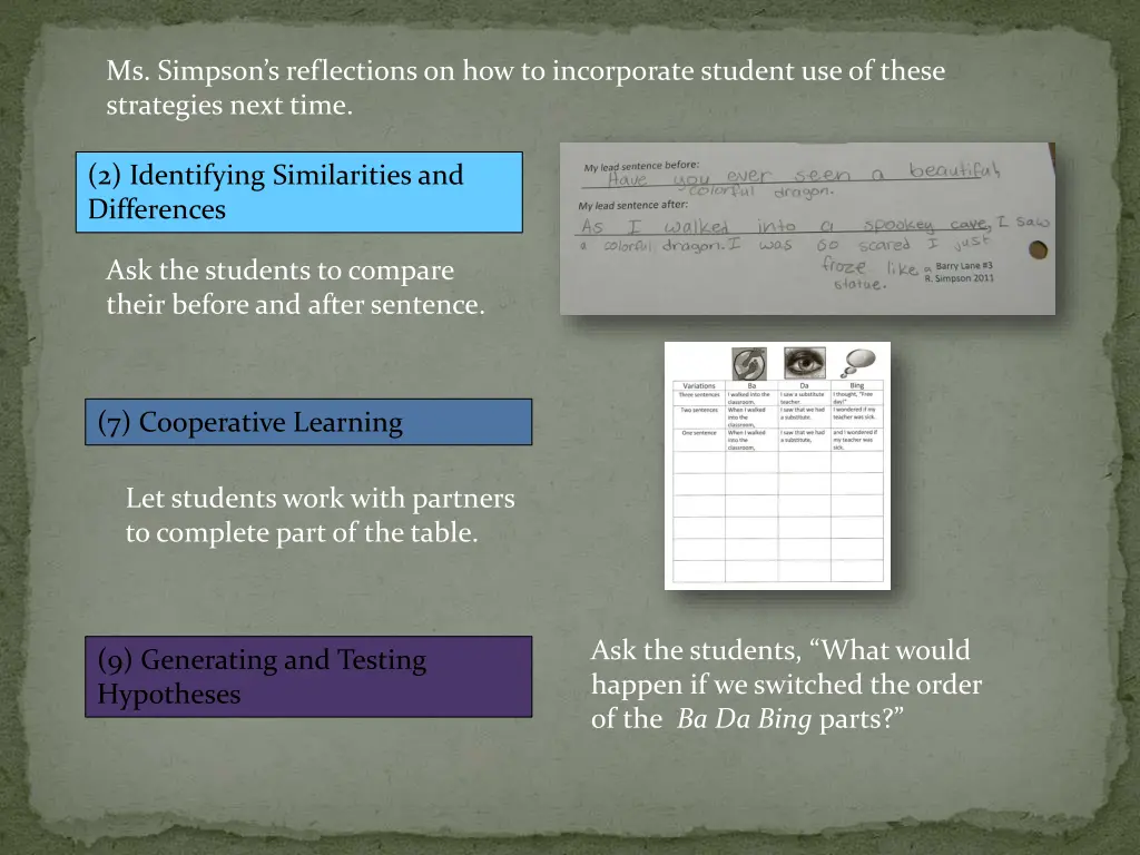 ms simpson s reflections on how to incorporate