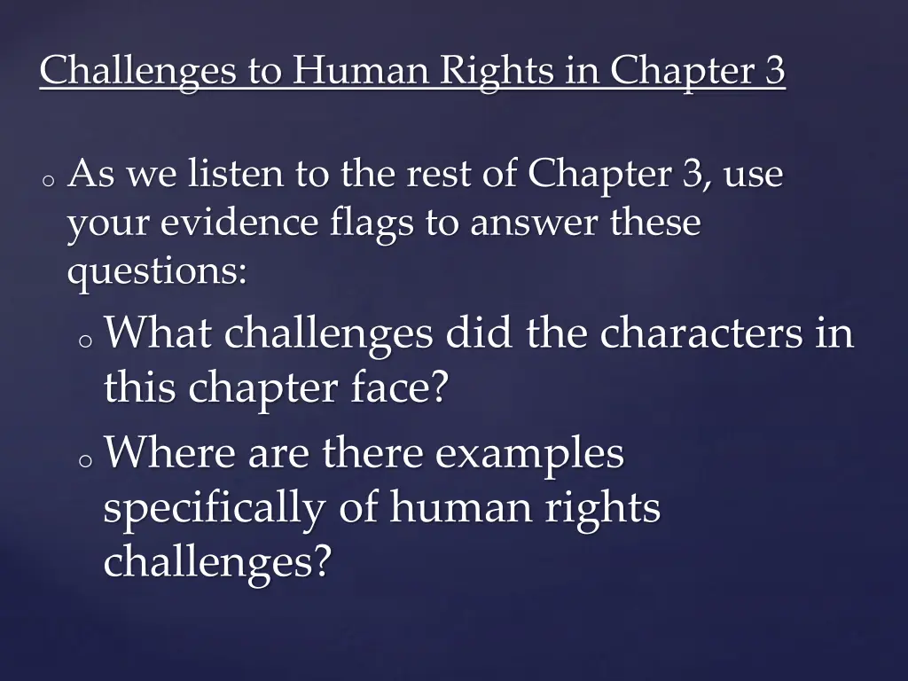 challenges to human rights in chapter 3