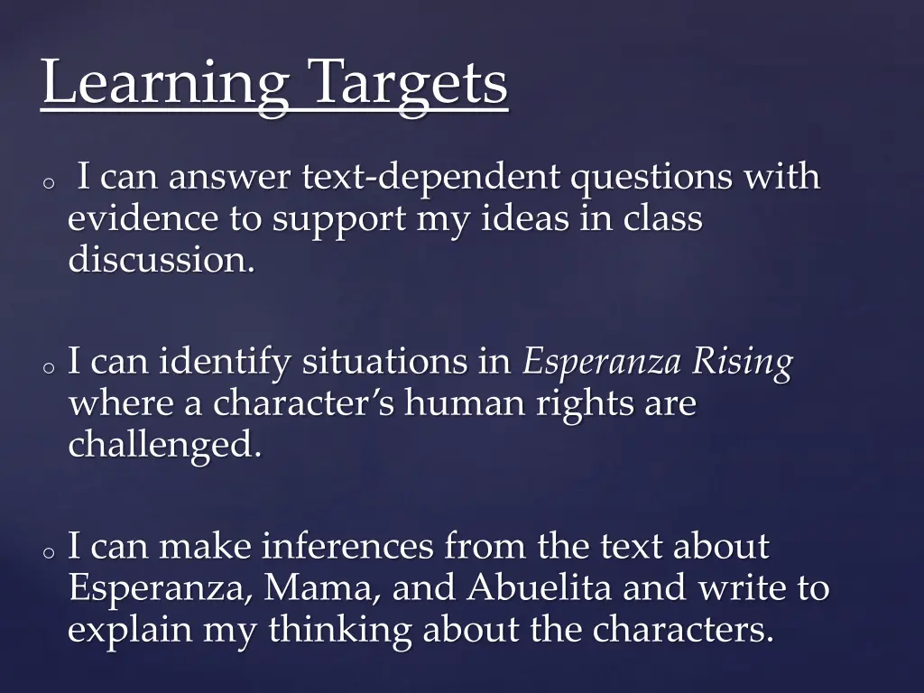 learning targets