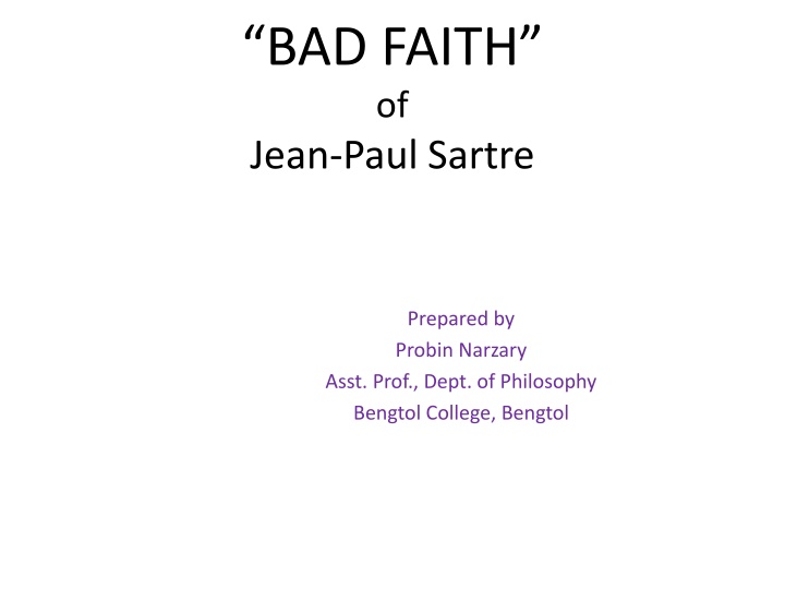 bad faith of jean paul sartre