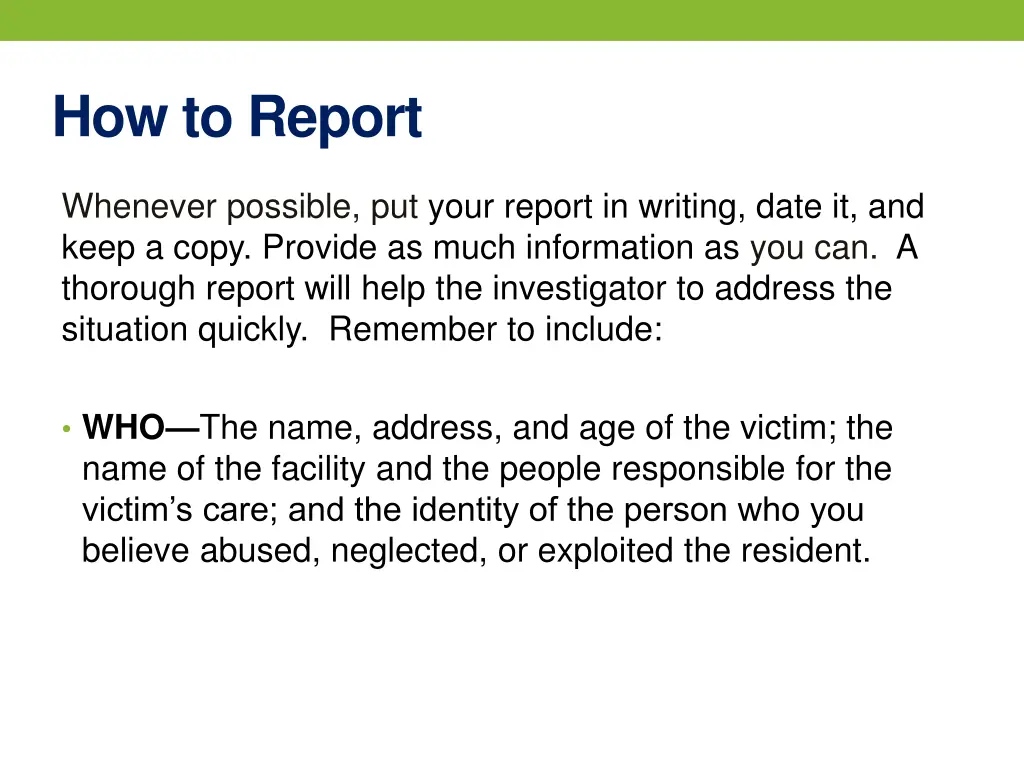 how to report