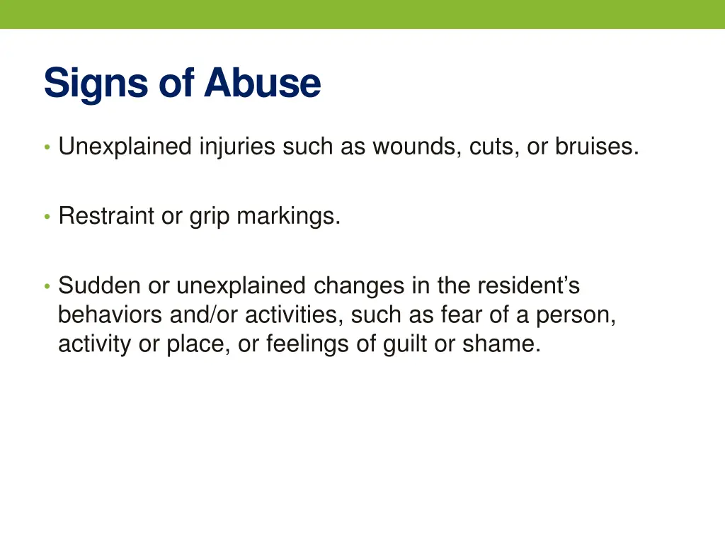 signs of abuse