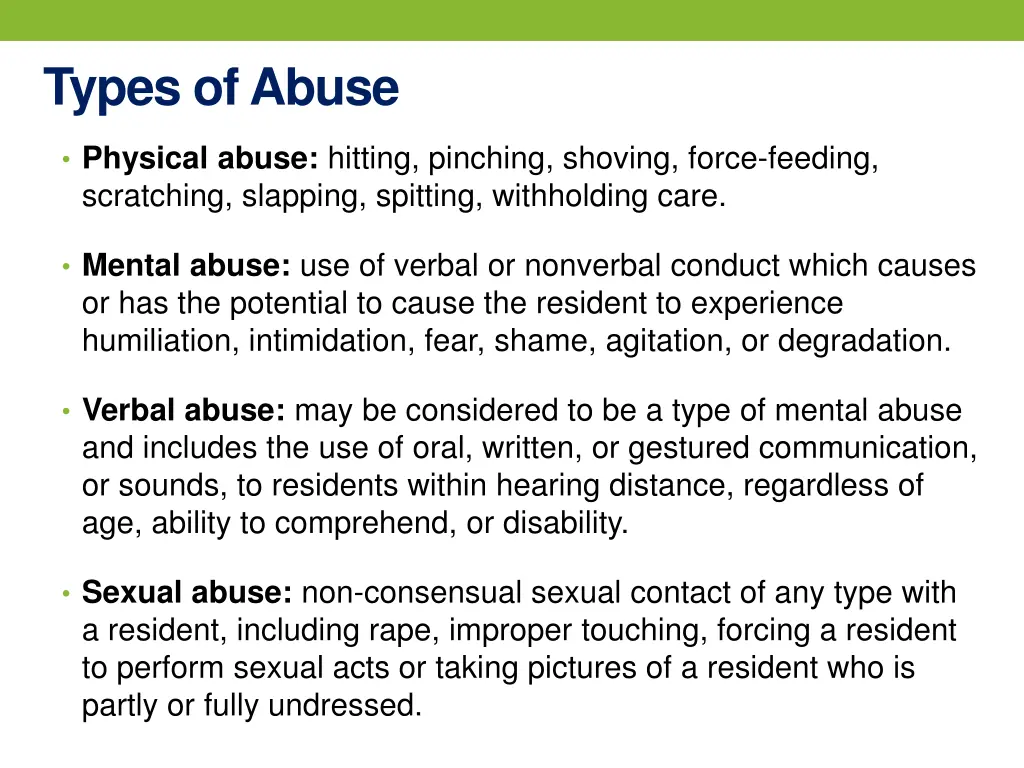 types of abuse