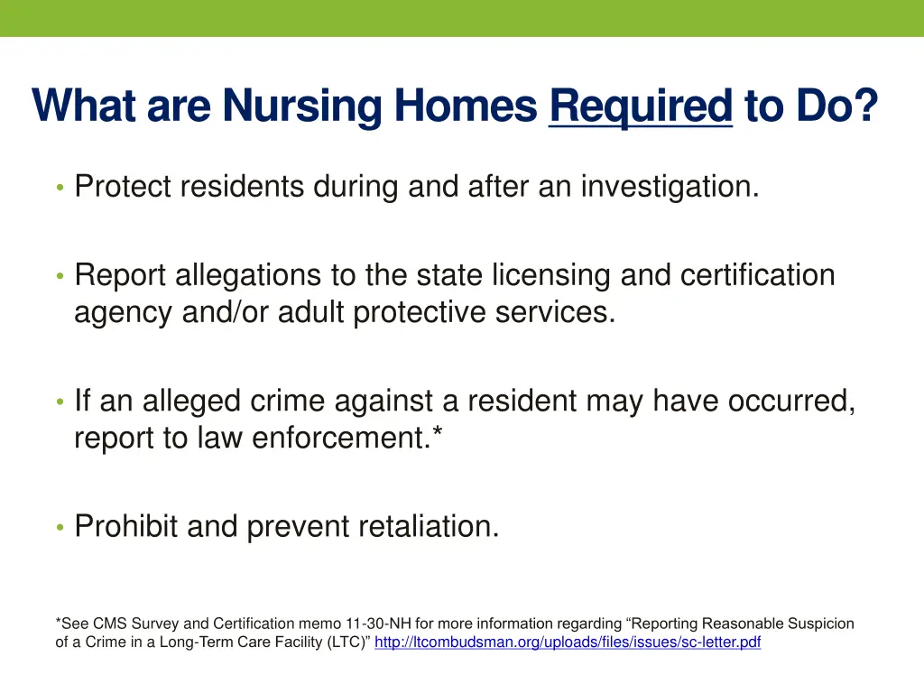 what are nursing homes required to do 1