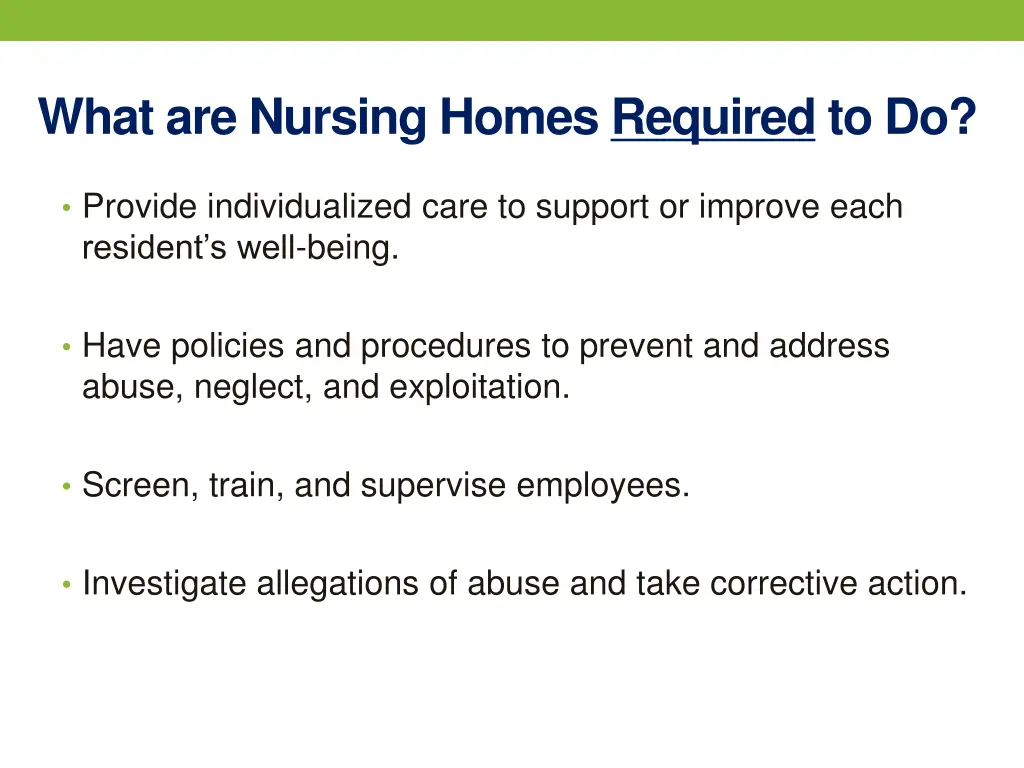 what are nursing homes required to do