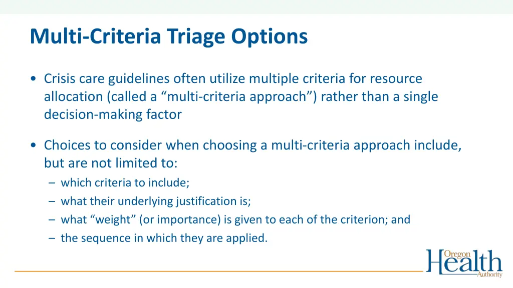 multi criteria triage options