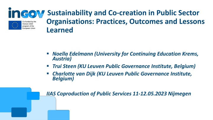 sustainability and co creation in public sector