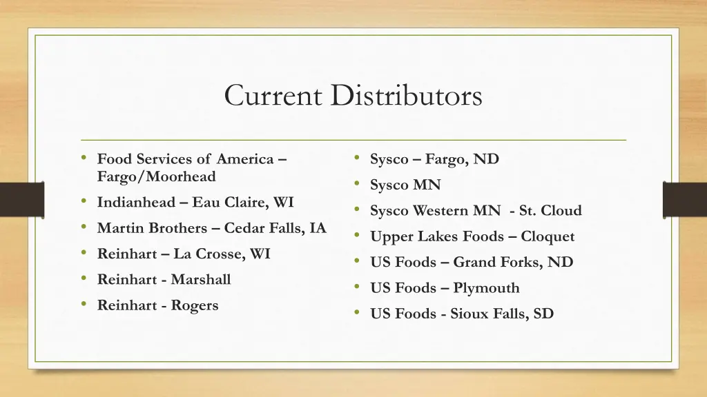 current distributors