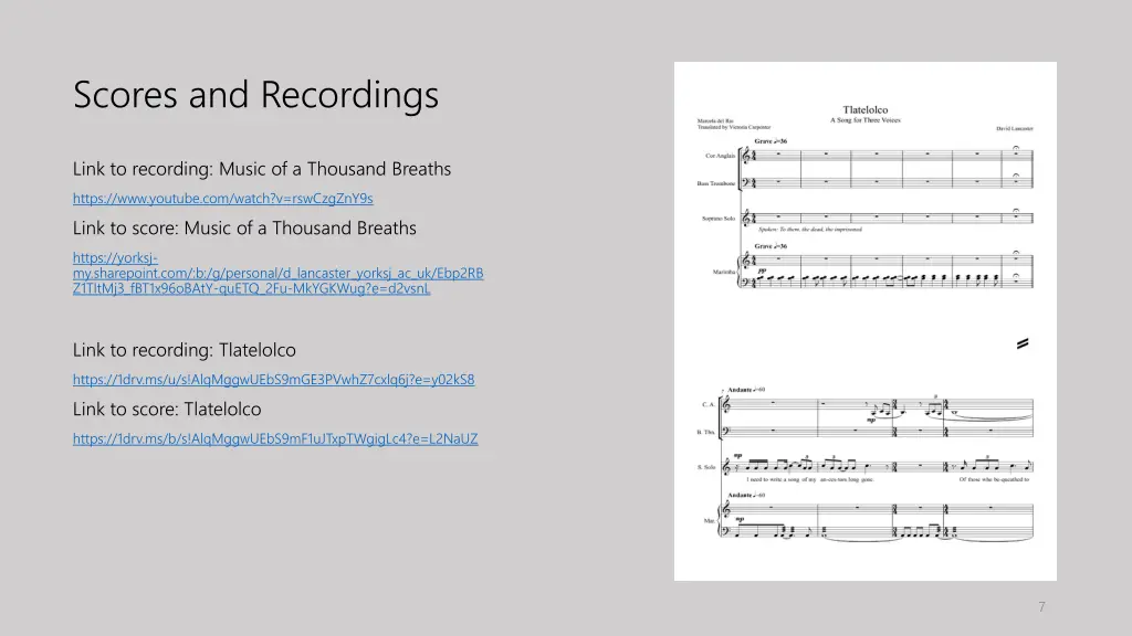 scores and recordings