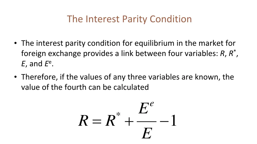 the interest parity condition 1