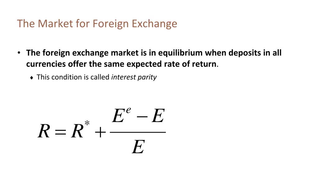 the market for foreign exchange