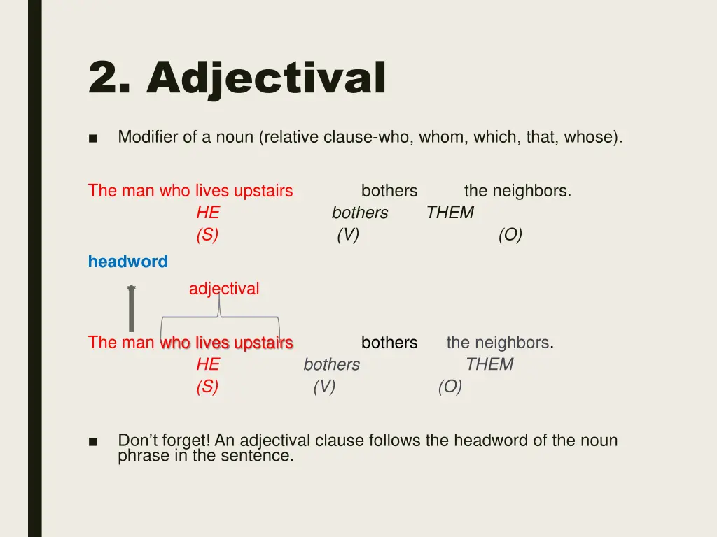 2 adjectival