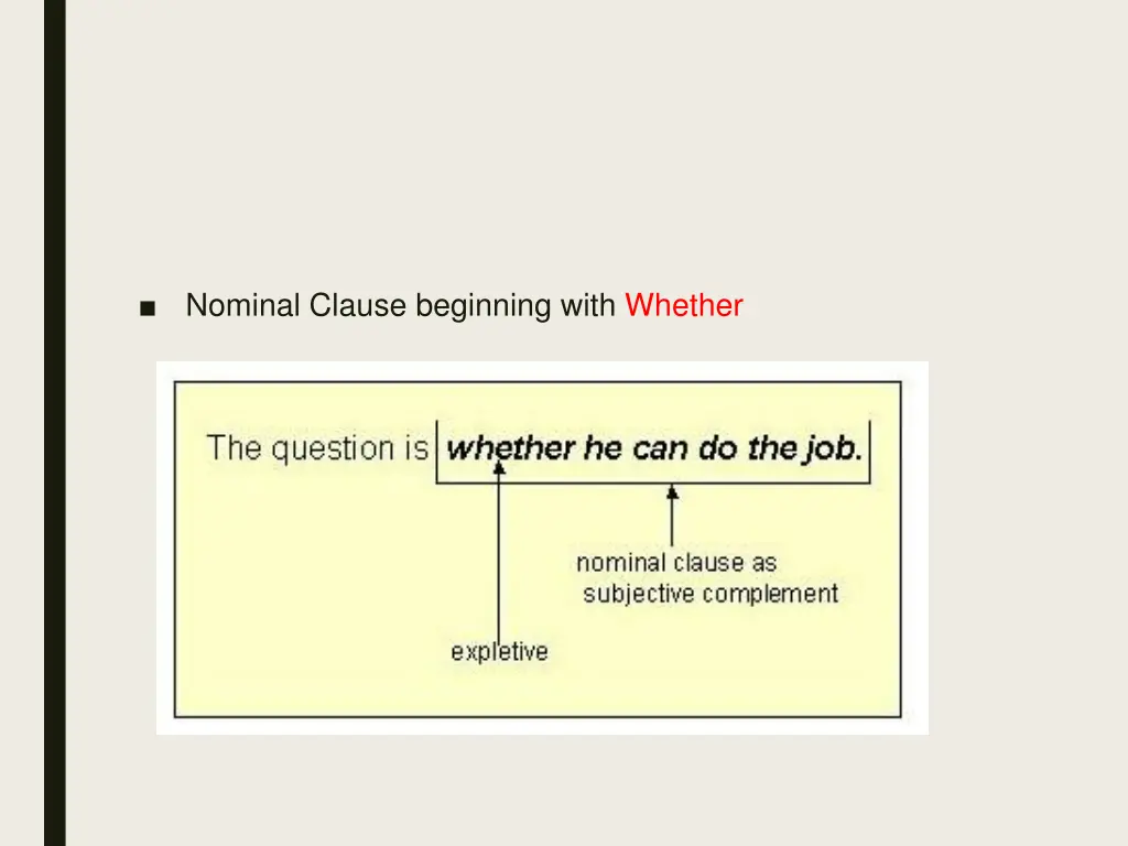 nominal clause beginning with whether