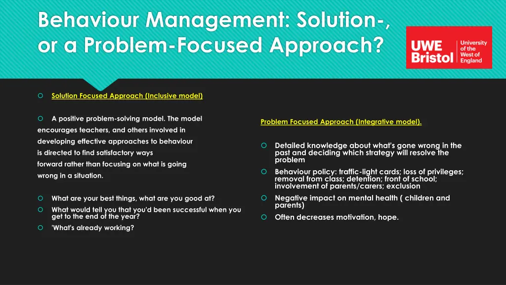 behaviour management solution or a problem