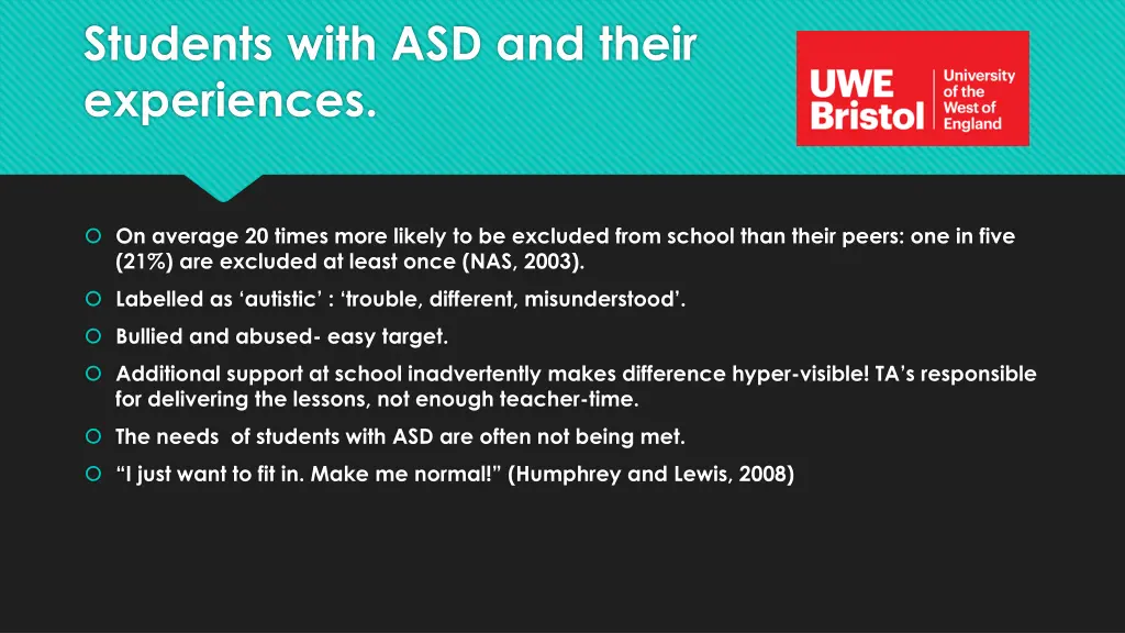 students with asd and their experiences