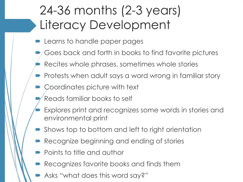 24 36 months 2 3 years literacy development