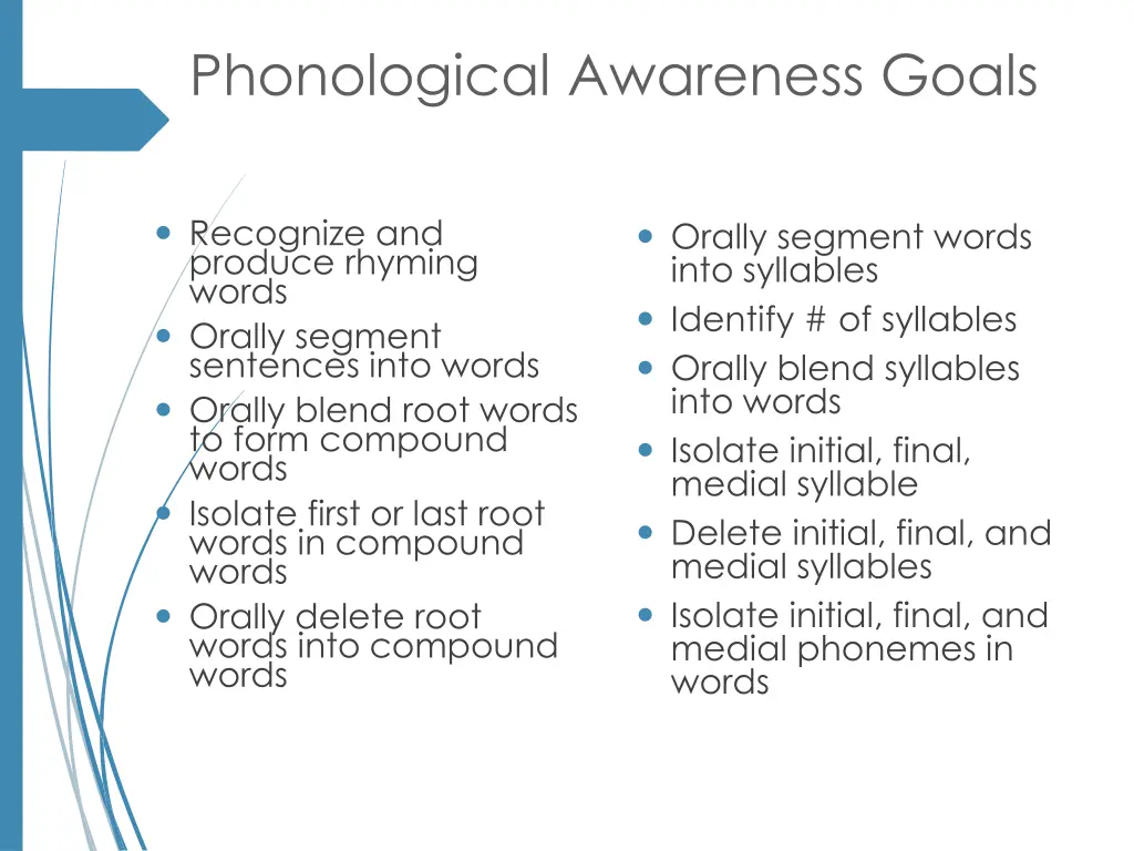 phonological awareness goals