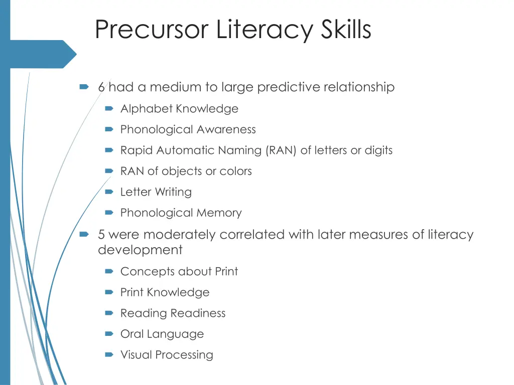 precursor literacy skills