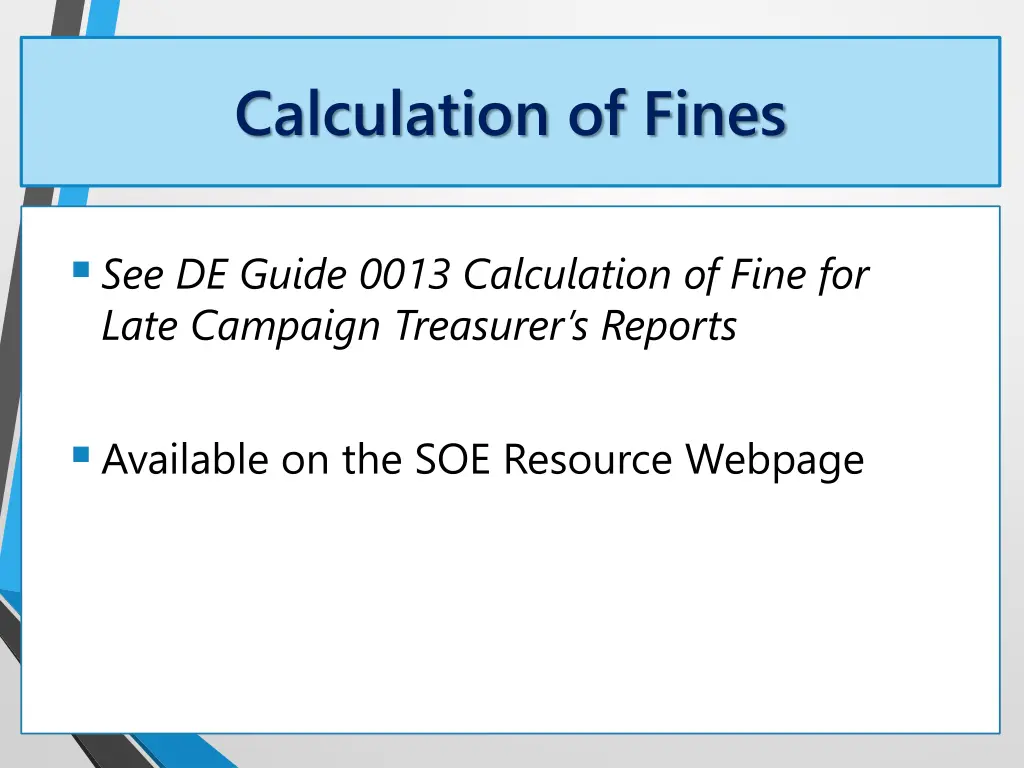 calculation of fines