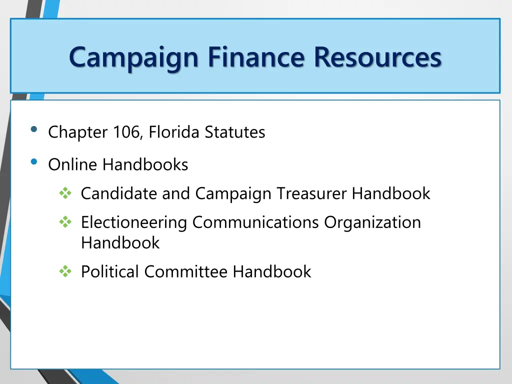 campaign finance resources