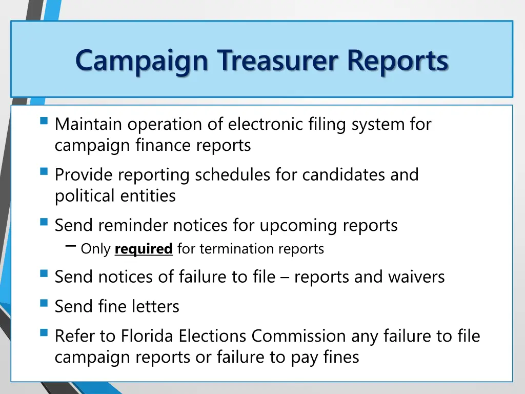 campaign treasurer reports