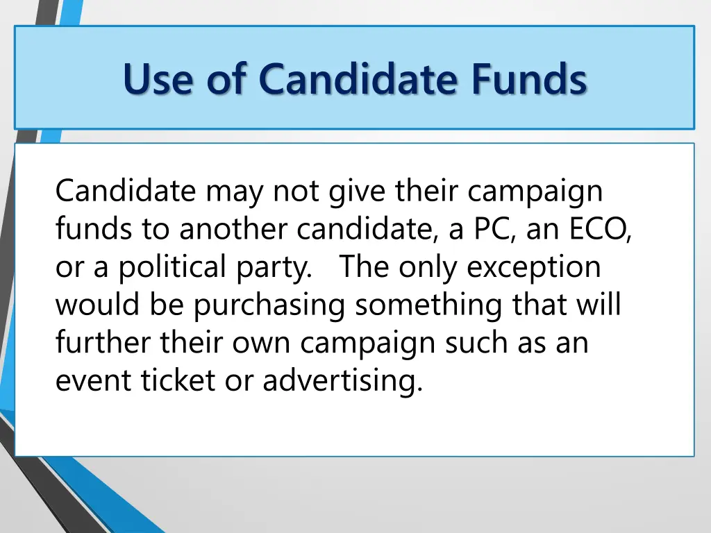 use of candidate funds