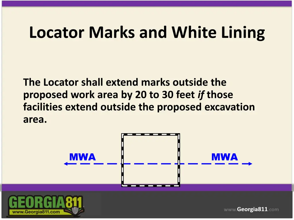 locator marks and white lining