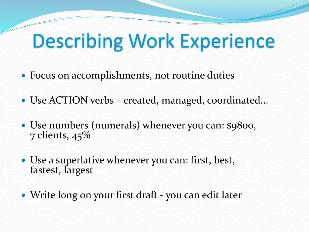 describing work experience