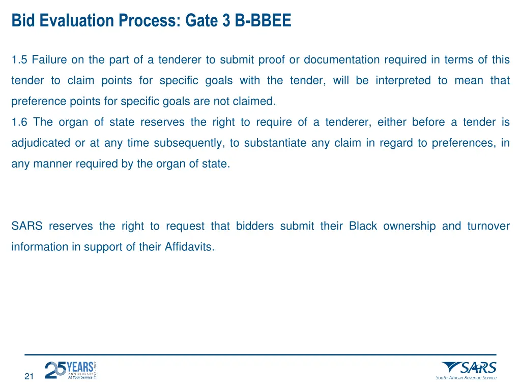 bid evaluation process gate 3 b bbee