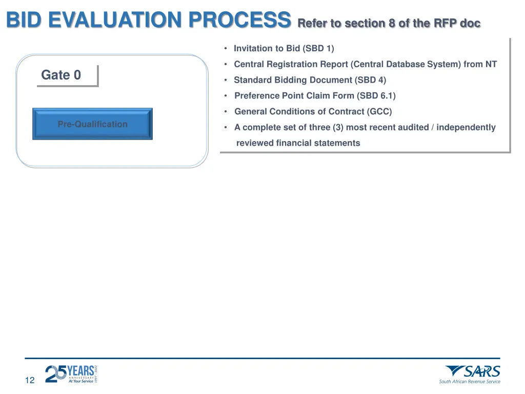bid evaluation process refer to section