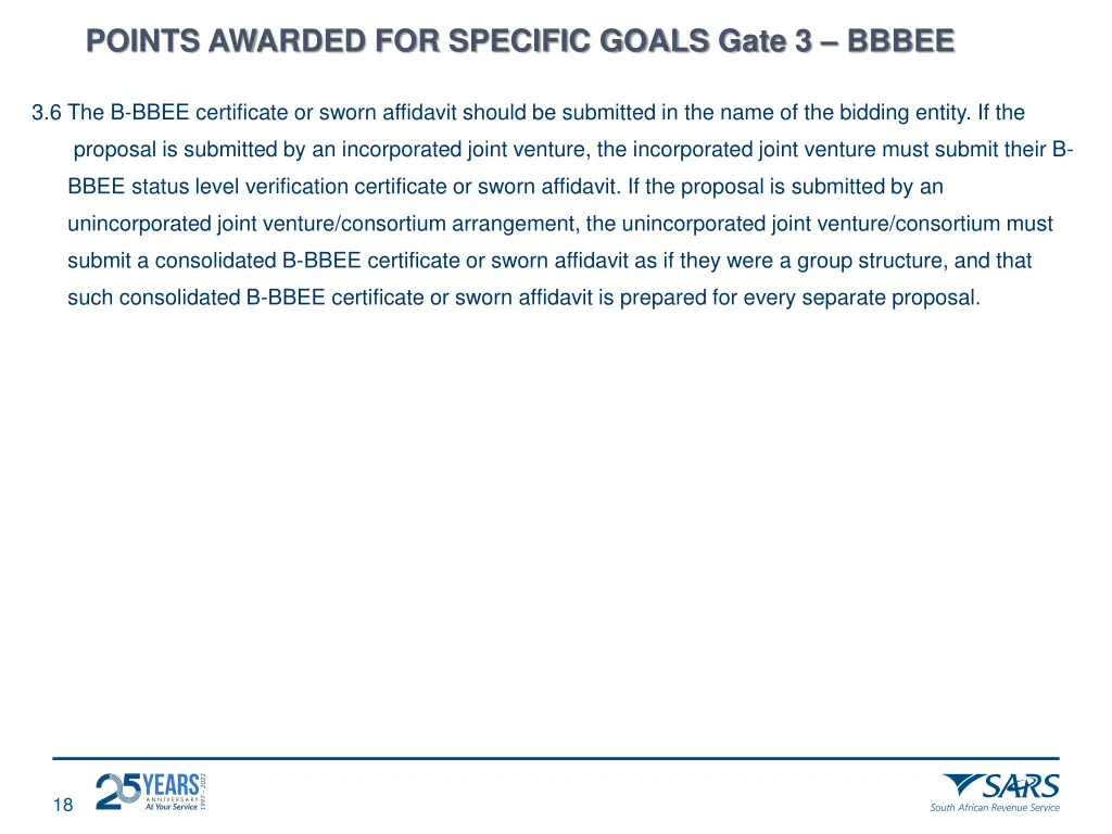 points awarded for specific goals gate 3 bbbee 2