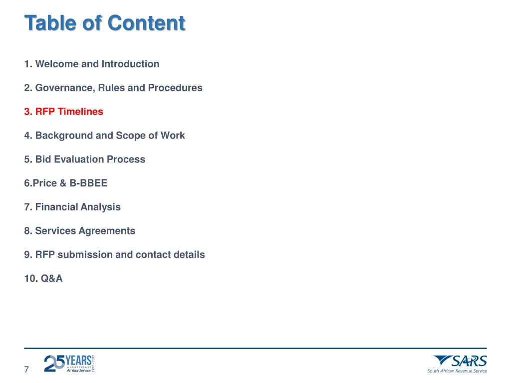 table of content 2