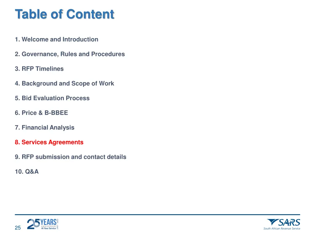 table of content 7