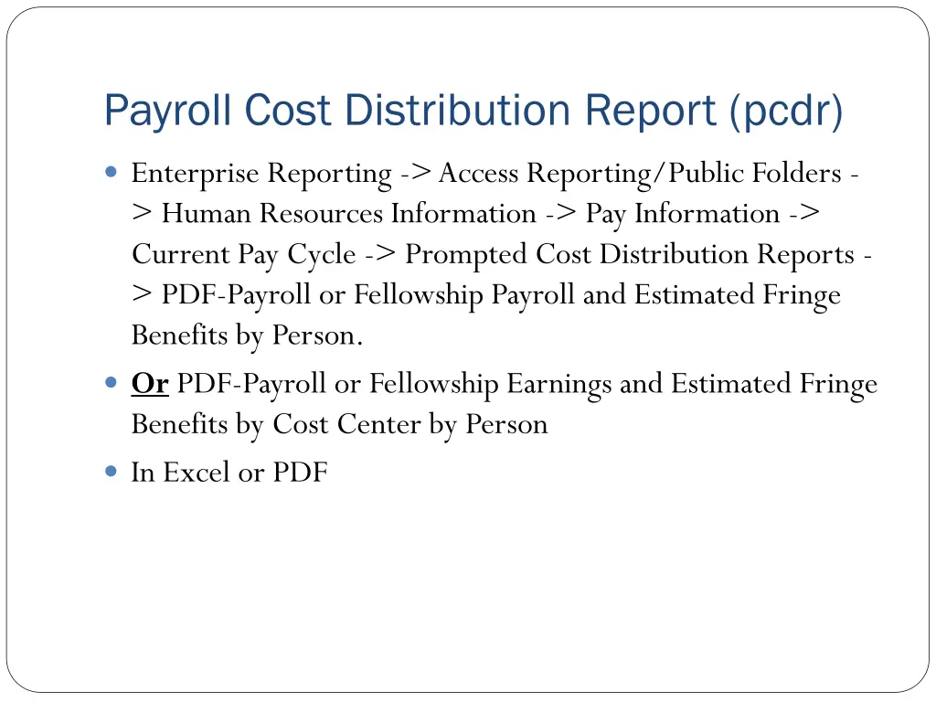 payroll cost distribution report pcdr